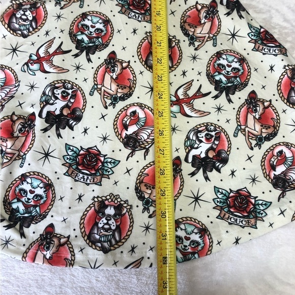 LIQUOR Brand Animal Hospital Tattoo Style Mini Summer Flared Dress Size Med - Picture 12 of 13